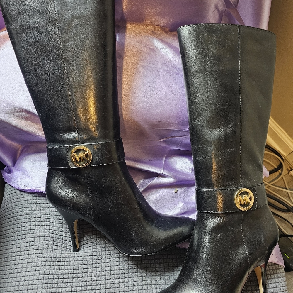 Michael kors high leather boots size 10m black